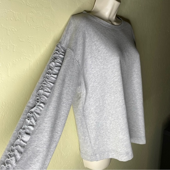 Lauren Ralph Lauren Ruffled Sleeves Pullover Sweatshirt Gray Size L - Picture 8 of 15